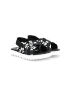Msgm Kids Logo Strap Sandals - Black