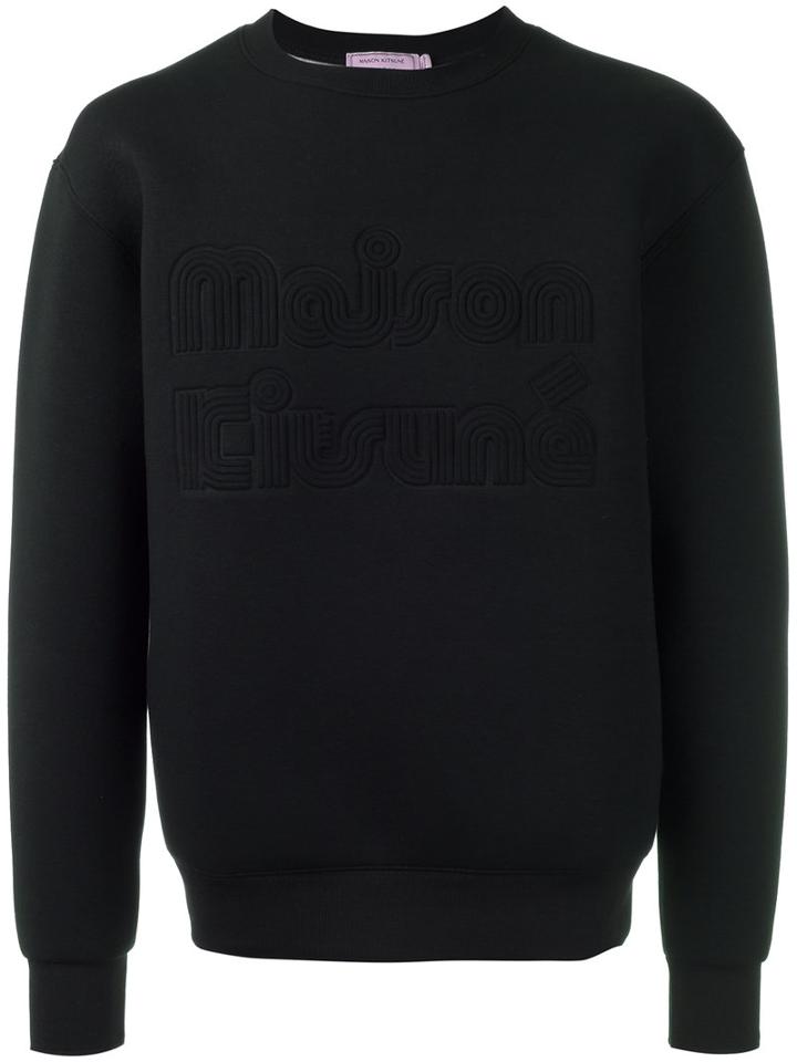 Maison Kitsuné Maison Kitsuné Embroidered Sweatshirt, Men's, Size: Medium, Black, Polyurethane/spandex/elastane/viscose
