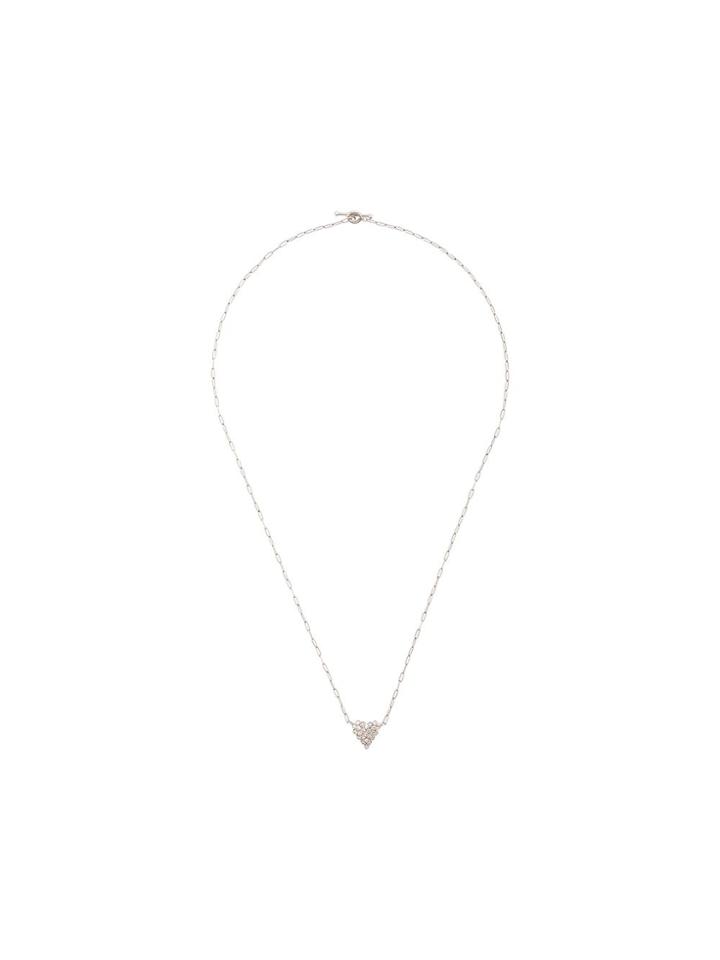 Cathy Waterman Scalloped Diamond Heart Necklace - Grey