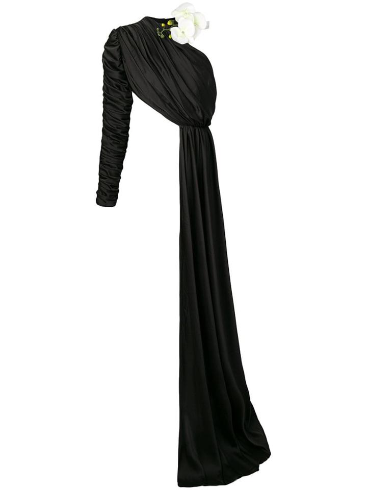 Seen One-shoulder Draped Blouse - Black