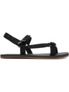 Valentino Rockstud Sandals, Men's, Size: 43, Black, Glass Fiber/cotton/rubber