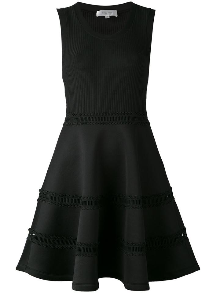Carven - Sleeveless Ribbed Skater Dress - Women - Polyester/spandex/elastane - M, Black, Polyester/spandex/elastane