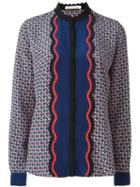 Mary Katrantzou Mica Small Hearts Blouse, Women's, Size: 8, Black, Silk/viscose