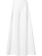 Carolina Herrera Pleated Detail Palazzo Pants, Women's, Size: 6, White, Silk/cotton