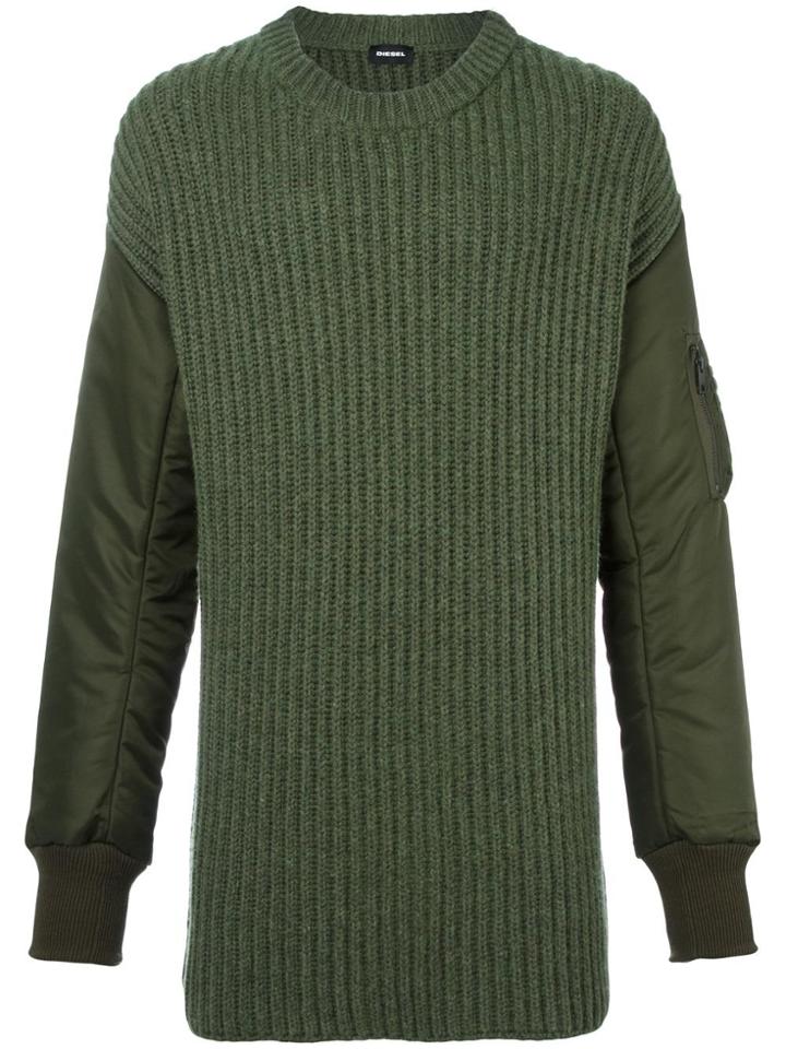 Diesel Padded Sleeve Jumper - Green