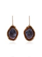 Kimberly Mcdonald Red Gold Drop Earrings With Red And Purple Geode And