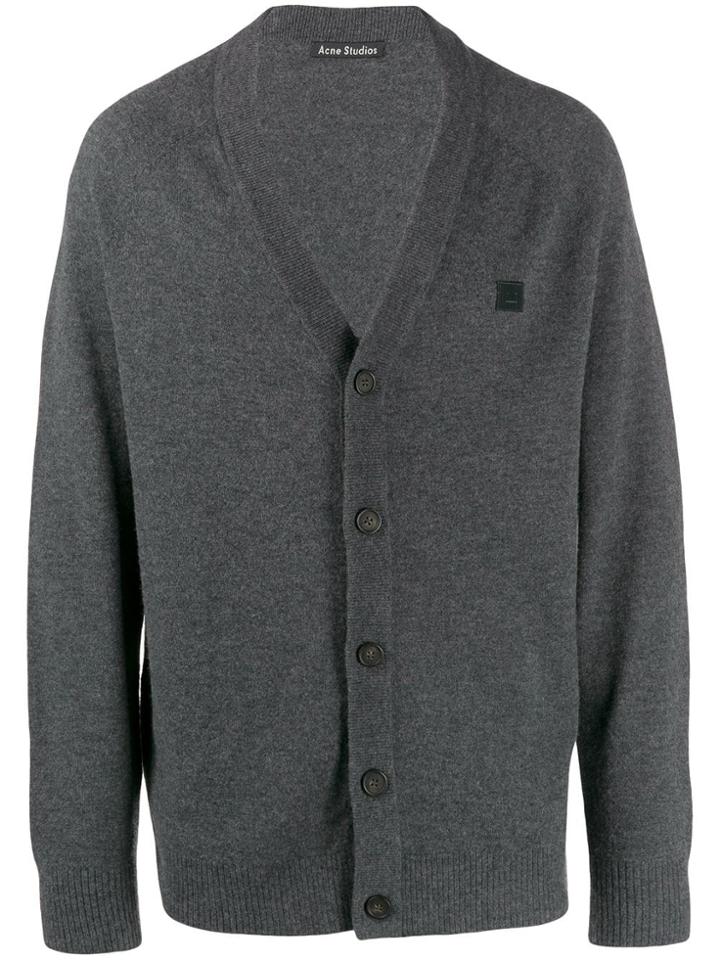 Acne Studios Face Patch V-neck Cardigan - Grey