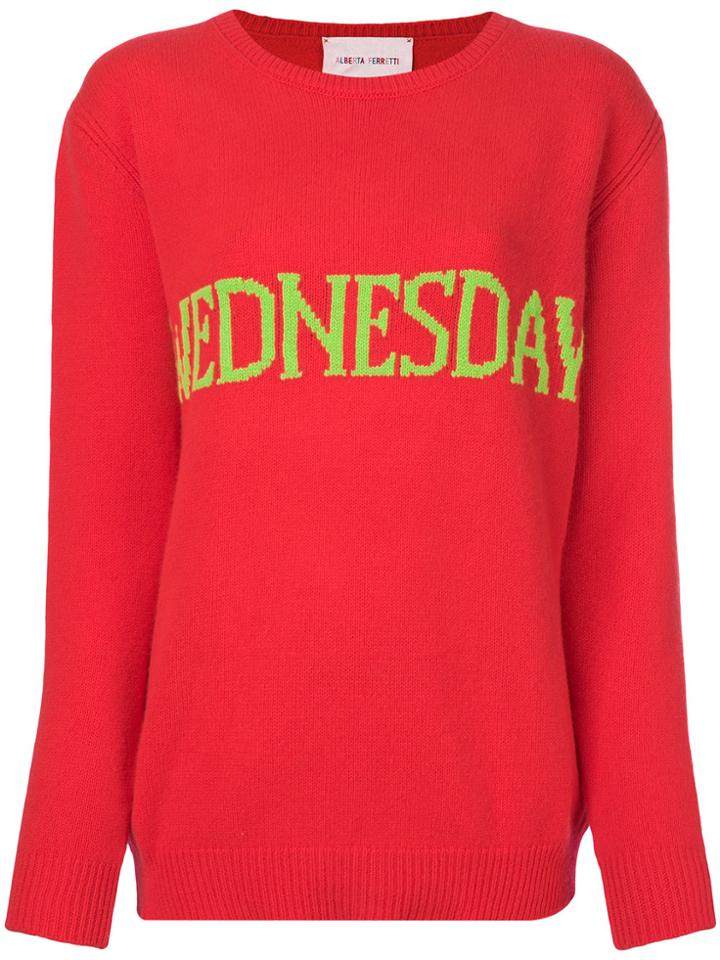 Alberta Ferretti Wednesday Intarsia Jumper - Red