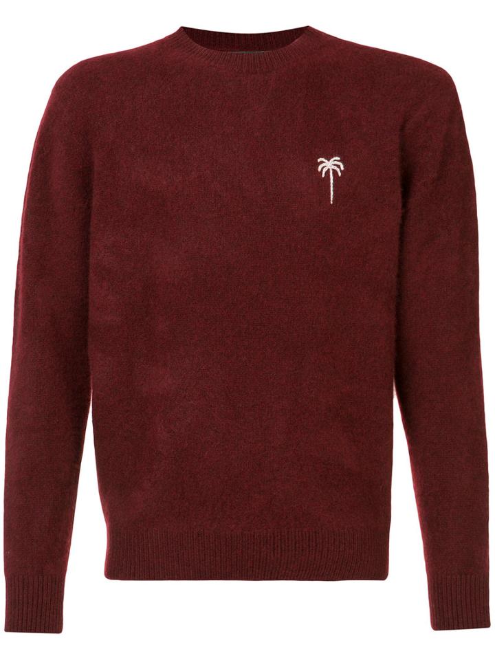 The Elder Statesman - Chest Embroidery Jumper - Unisex - Cashmere - Xs, Red, Cashmere