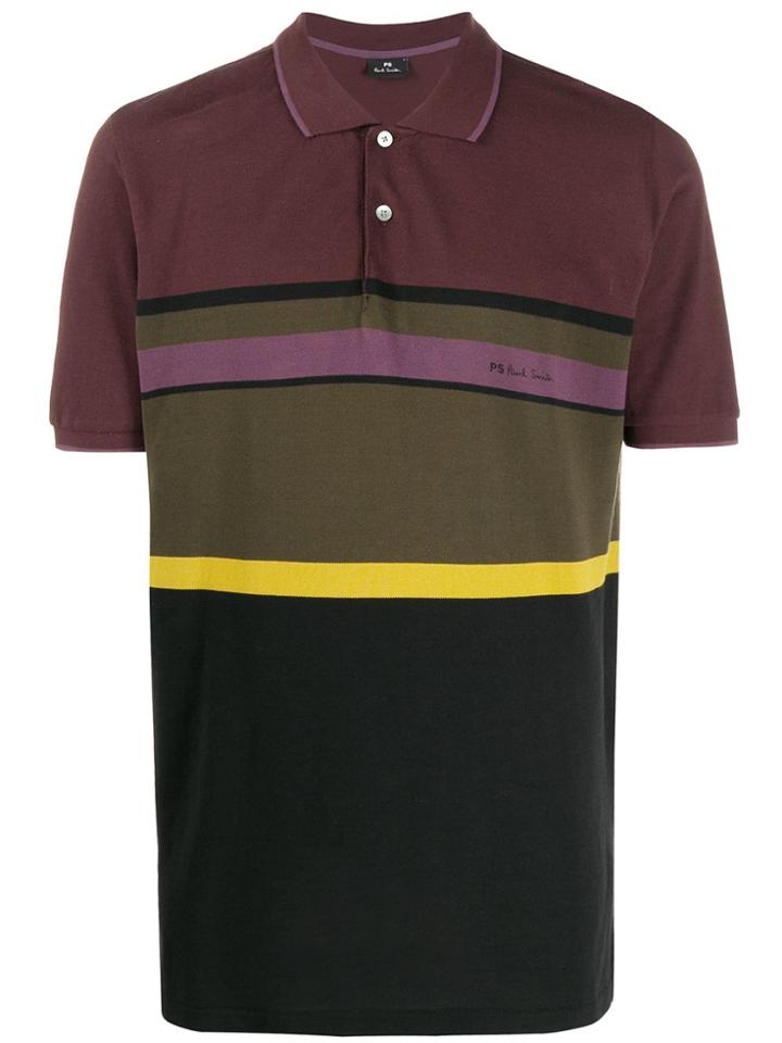 Ps Paul Smith Striped Polo Shirt - Black