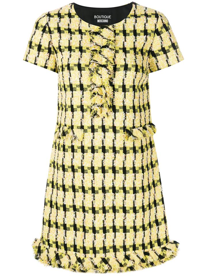 Boutique Moschino Shortsleeved Tweed Dress - Yellow & Orange