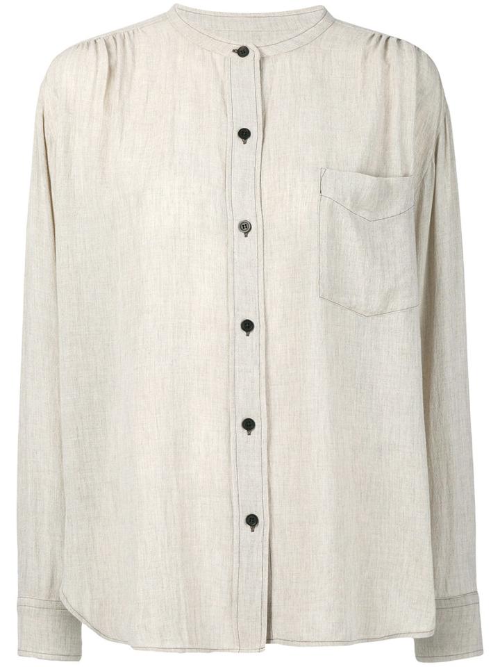 Isabel Marant Étoile - Meery Mandarin Collar Shirt - Women - Viscose/wool - 38, Nude/neutrals, Viscose/wool