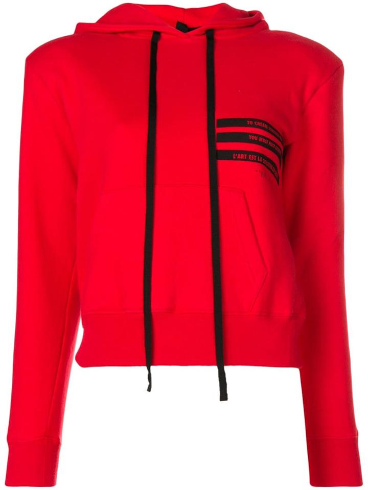 Unravel Project Stripe Detail Hoodie - Red