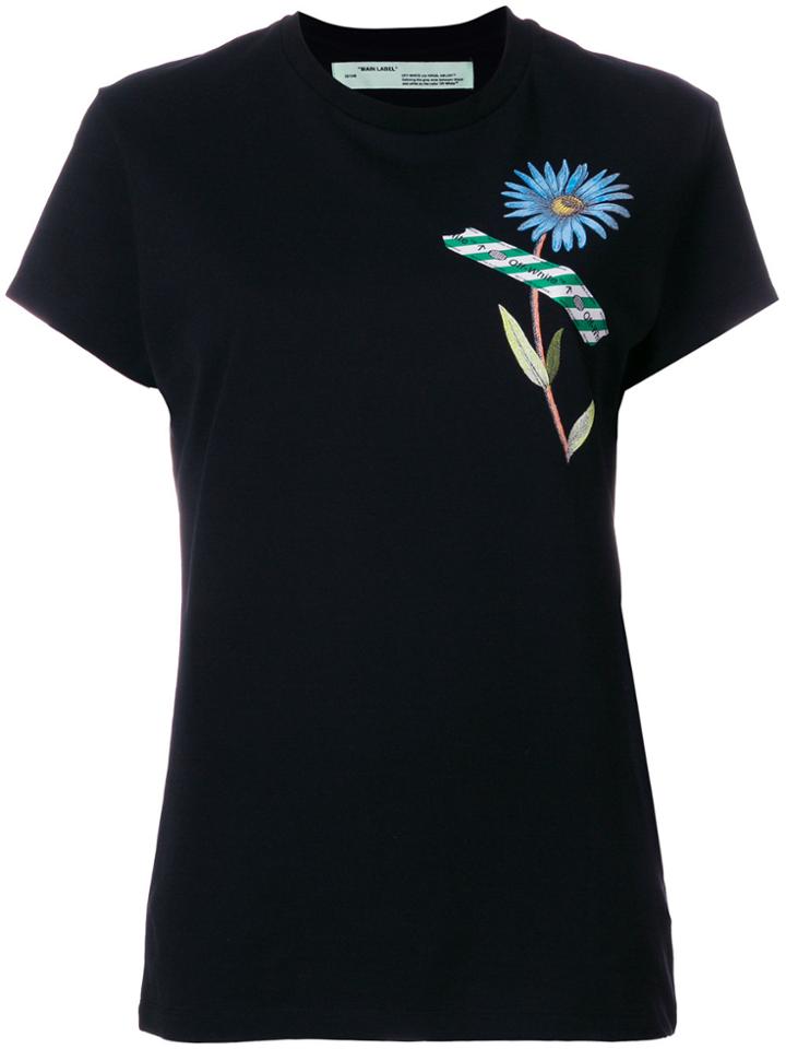 Off-white Floral Print T-shirt - Black
