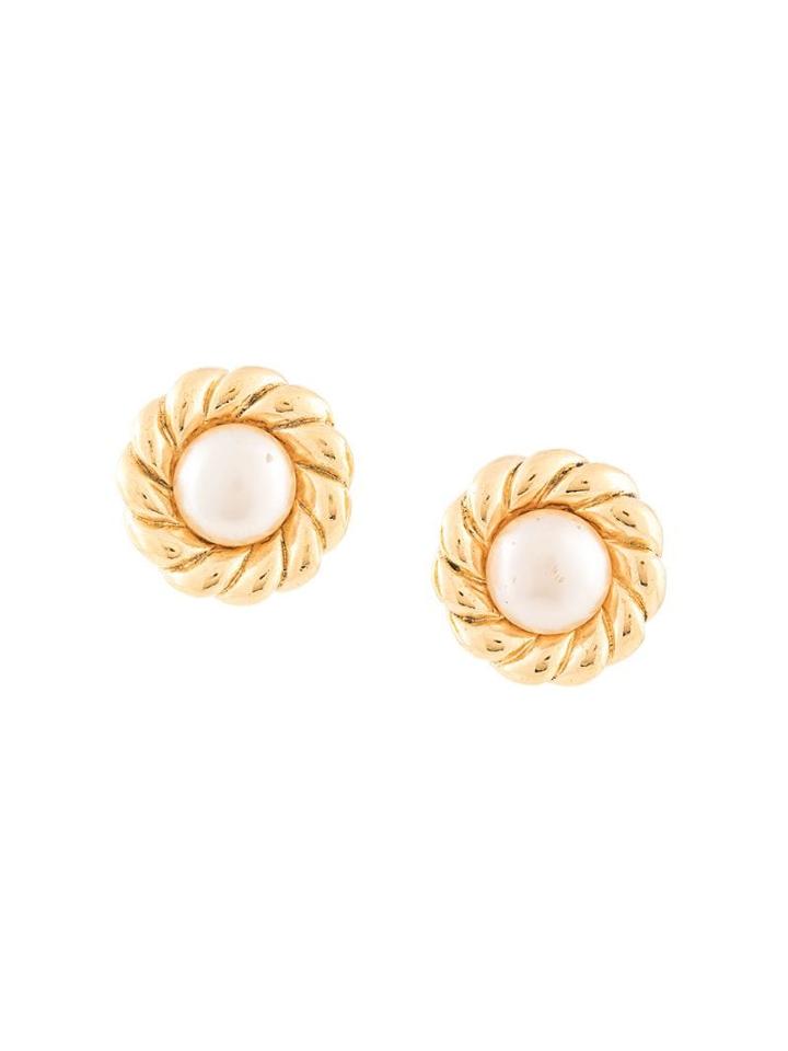 Chanel Pre-owned Flower Pearl Earrings - Gold