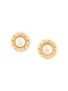 Chanel Pre-owned Flower Pearl Earrings - Gold