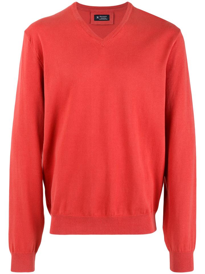 Hackett - V-neck Jumper - Men - Cotton - Xl, Red, Cotton