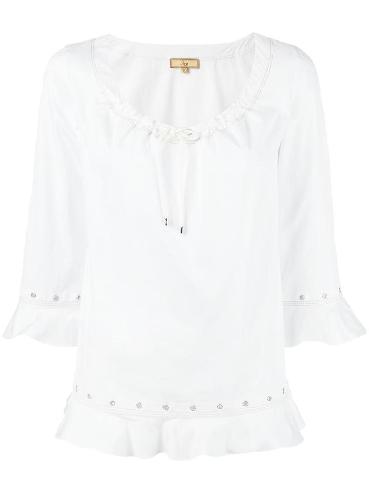 Fay Tie Neck Blouse, Women's, Size: Medium, White, Cotton/spandex/elastane