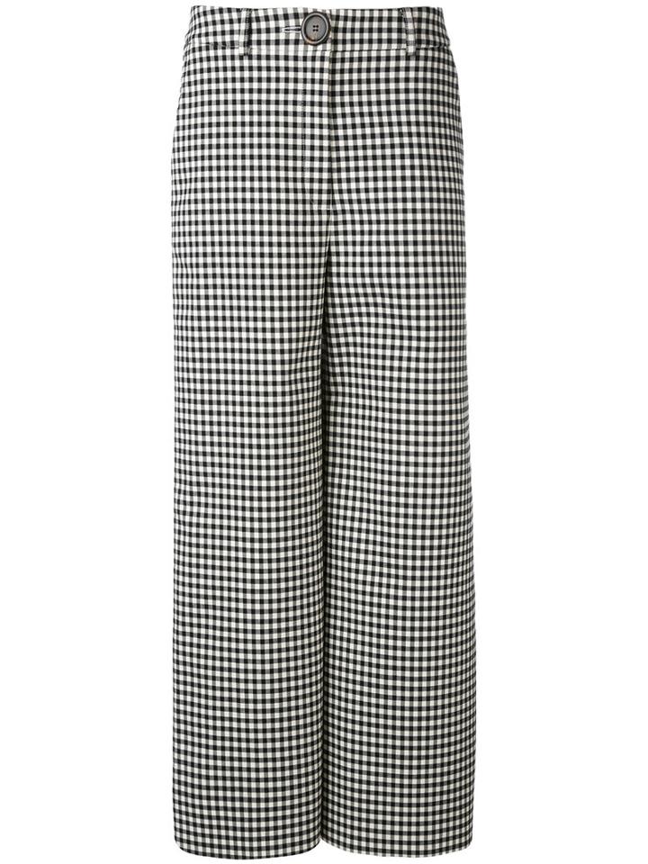 A.w.a.k.e. - Houndstooth Palazzo Pants - Women - Cotton/polyester/polyurethane/wool - 40, Black, Cotton/polyester/polyurethane/wool