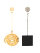 Jacquemus Black And Gold Le Carre Spiral Square Earrings - Metallic