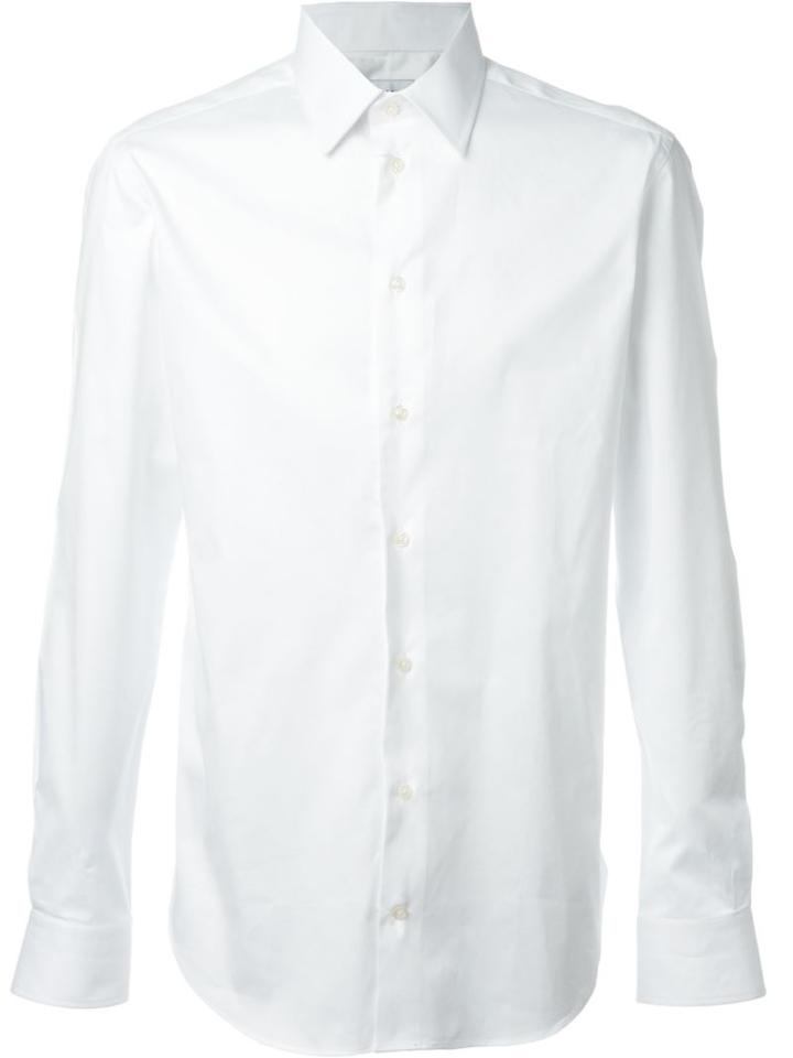 Armani Collezioni Italian Collar Shirt, Men's, Size: 43, White, Cotton/elastolefin