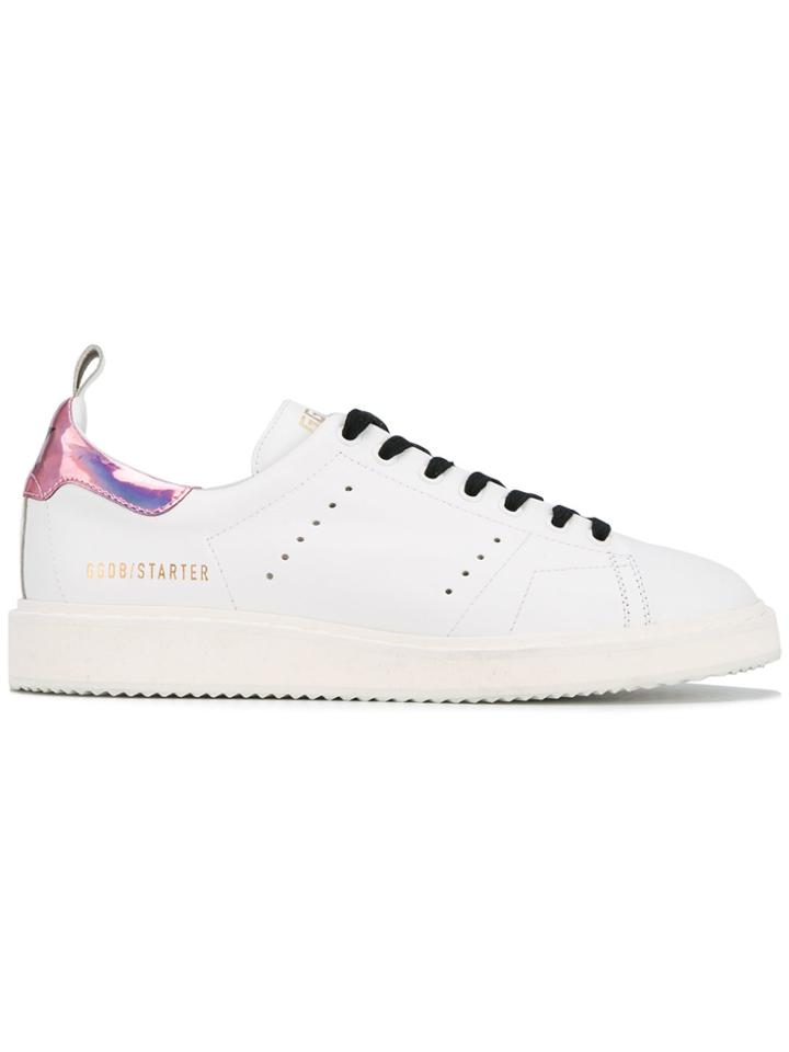 Golden Goose Deluxe Brand White & Pink Metallic Starter Sneakers