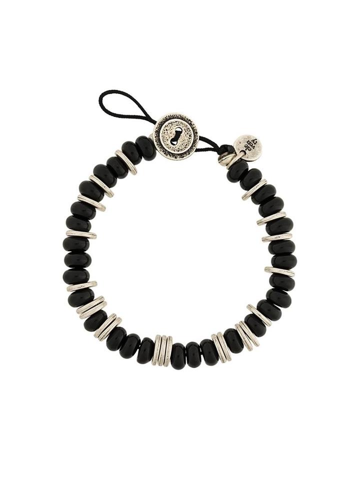 Eleventy Beaded Bracelet, Men's, Size: Large, Black