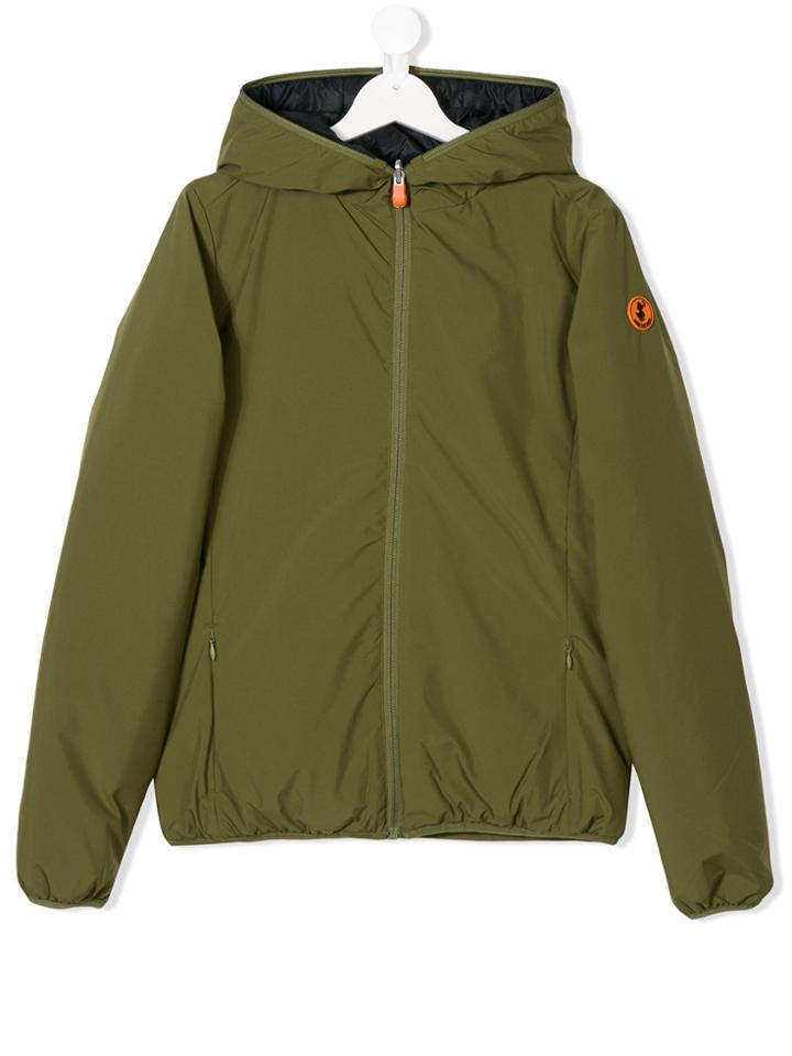 Save The Duck Kids Teen Reversible Hooded Jacket - Green