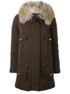 Moncler 'margarita' Coat, Women's, Size: 2, Green, Cotton/rabbit Fur/polyamide/feather