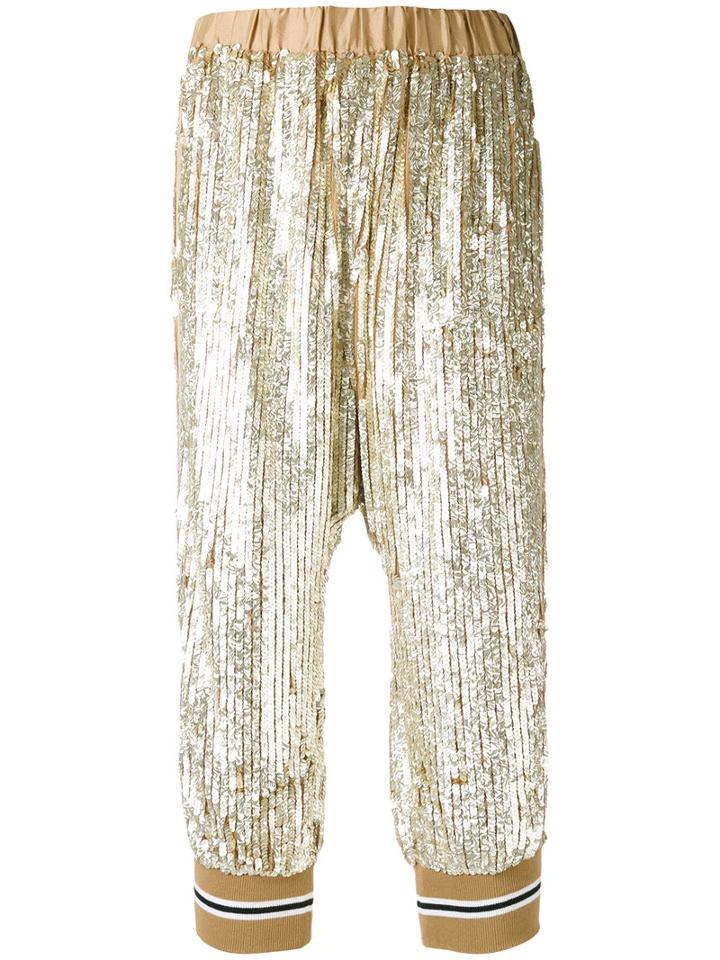 Twin-set - Sequin Embellished Cropped Trousers - Women - Polyester/viscose - 44, Grey, Polyester/viscose
