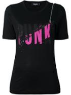 Dsquared2 'punk' Zip Detail T-shirt, Women's, Size: Large, Black, Virgin Wool