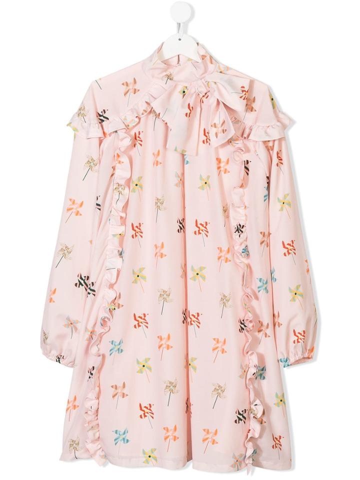 Fendi Kids Ruffled Dress - Pink & Purple