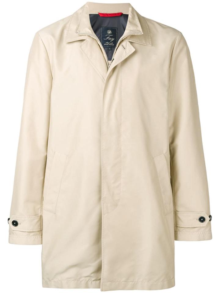 Fay Concealed Zip Coat - Neutrals
