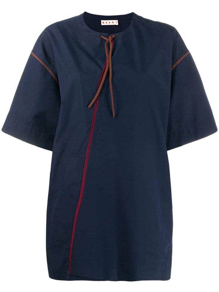 Marni Contrast Stitching Oversized Top - Blue