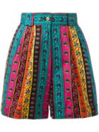 Kenzo Vintage Geometric Striped Shorts - Multicolour