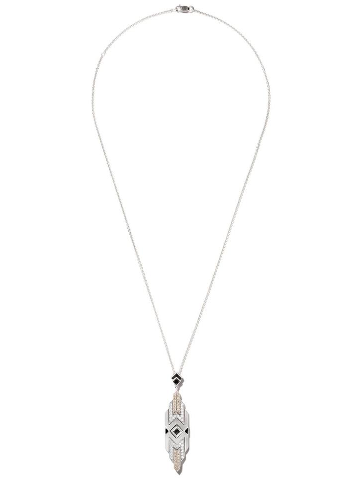 Fairfax & Roberts 18kt White Gold Art Deco Diamond And Onyx Pendant