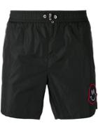 Moncler Logo Patch Swim Shorts, Men's, Size: Medium, Black, Polyamide