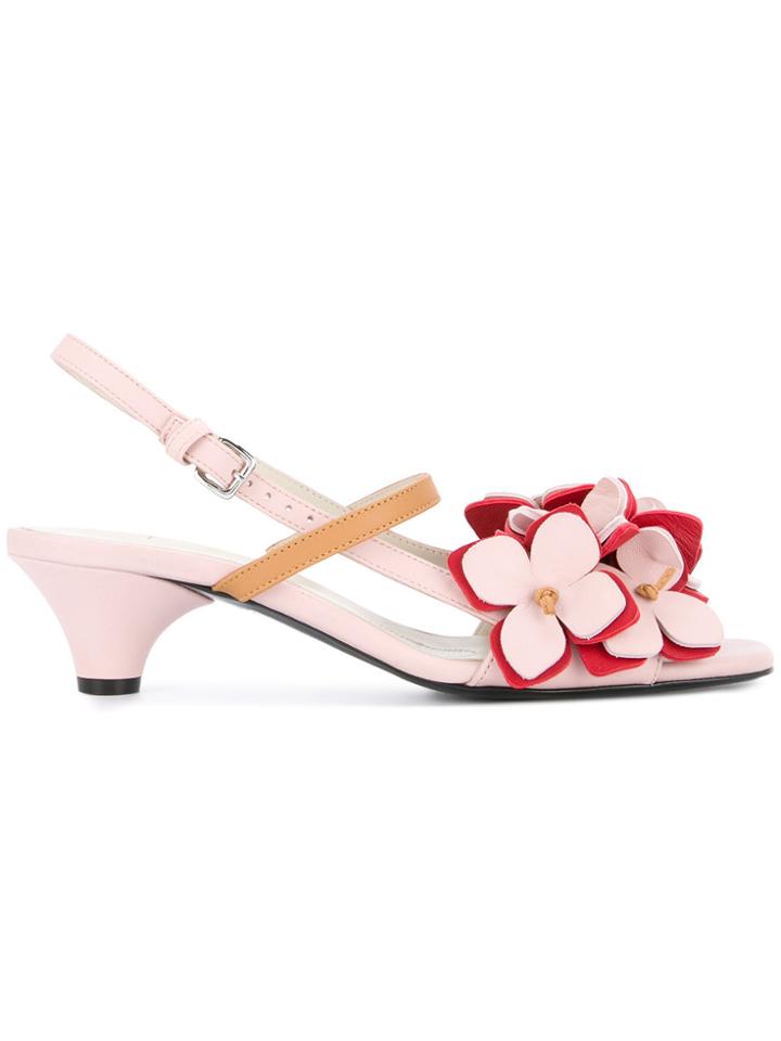 Marni Floral Slingback Pumps - Pink & Purple