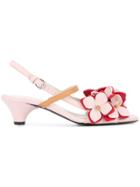 Marni Floral Slingback Pumps - Pink & Purple