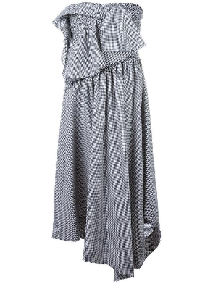 Cédric Charlier Houndstooth Pattern Ruffled Dress, Women's, Size: 42, Blue, Cotton/rayon