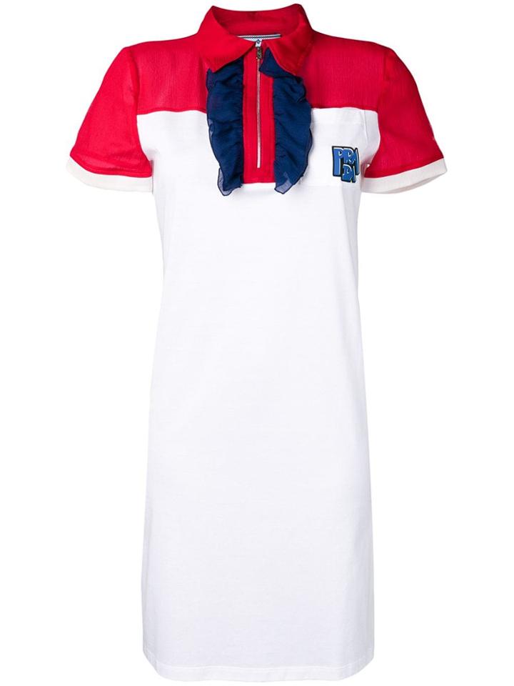 Prada Panelled Logo Polo Dress - White