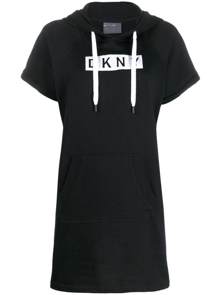 Dkny Embroidered Logo Hoodie Dress - Black