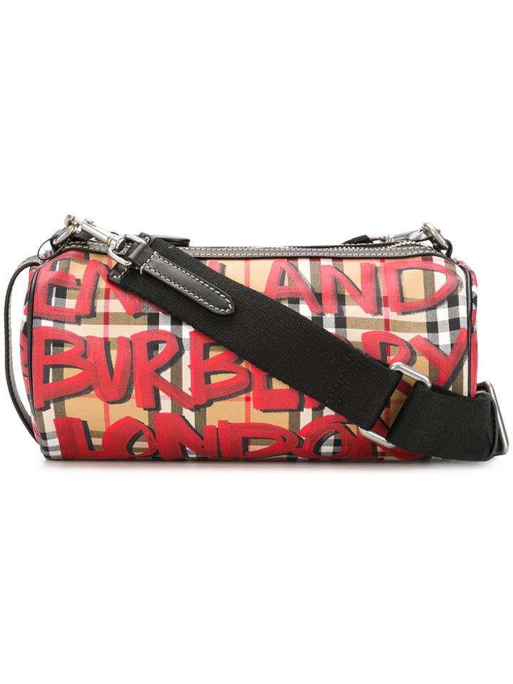 Burberry Printed Barrel Shoulder Bag - Black