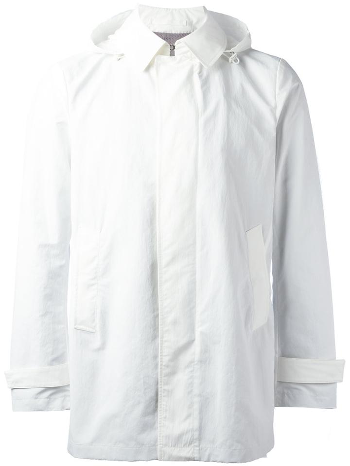 Herno Collar Detail Hooded Jacket, Men's, Size: 52, White, Polyamide/polyester