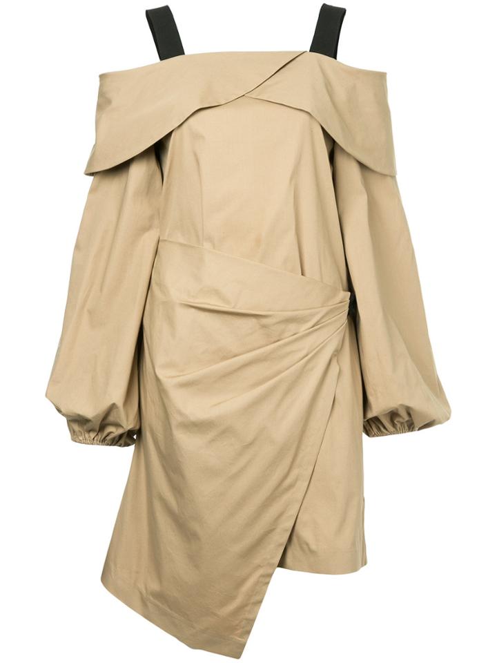 Goen.j Off-the-shoulder Wrap Dress - Brown