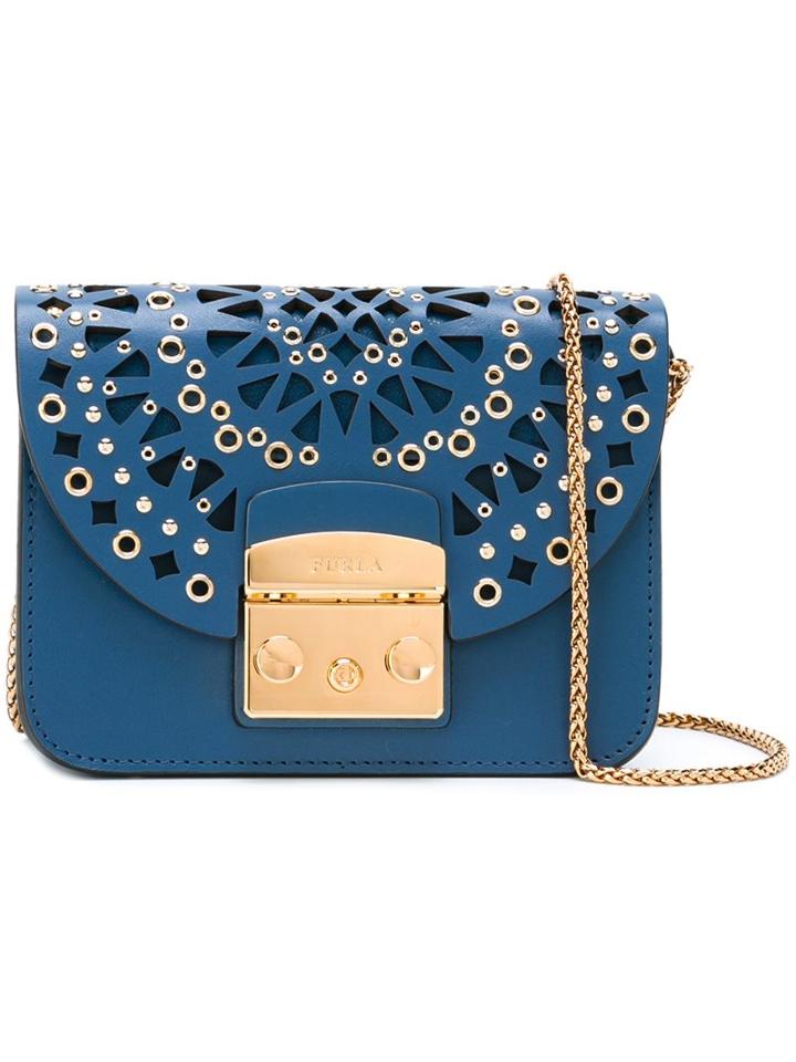 Furla Cut Out Embellished Cross Body Bag, Women's, Blue