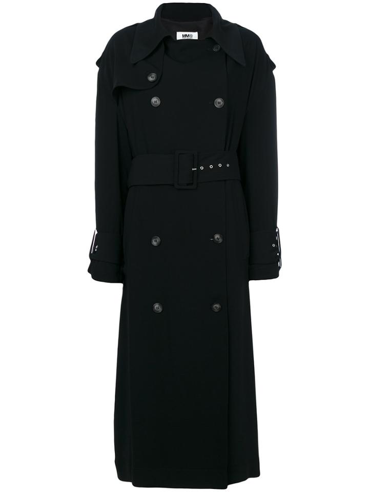 Mm6 Maison Margiela Long Trench Coat - Black