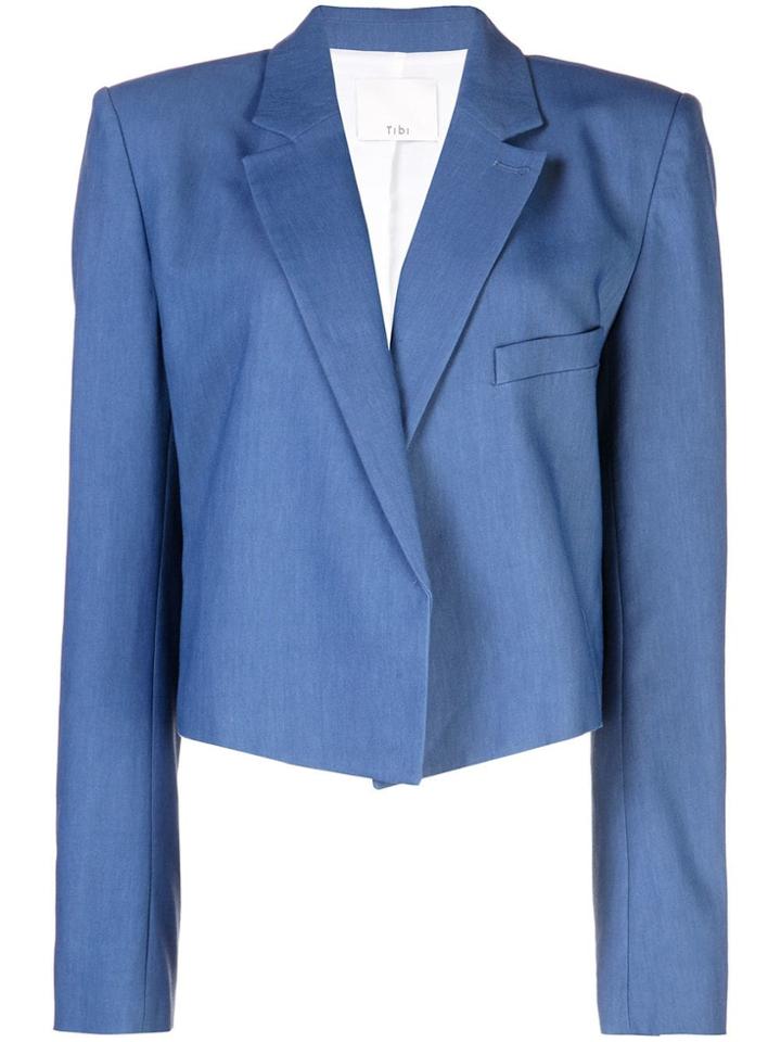Tibi Cropped Blazer Jacket - Blue