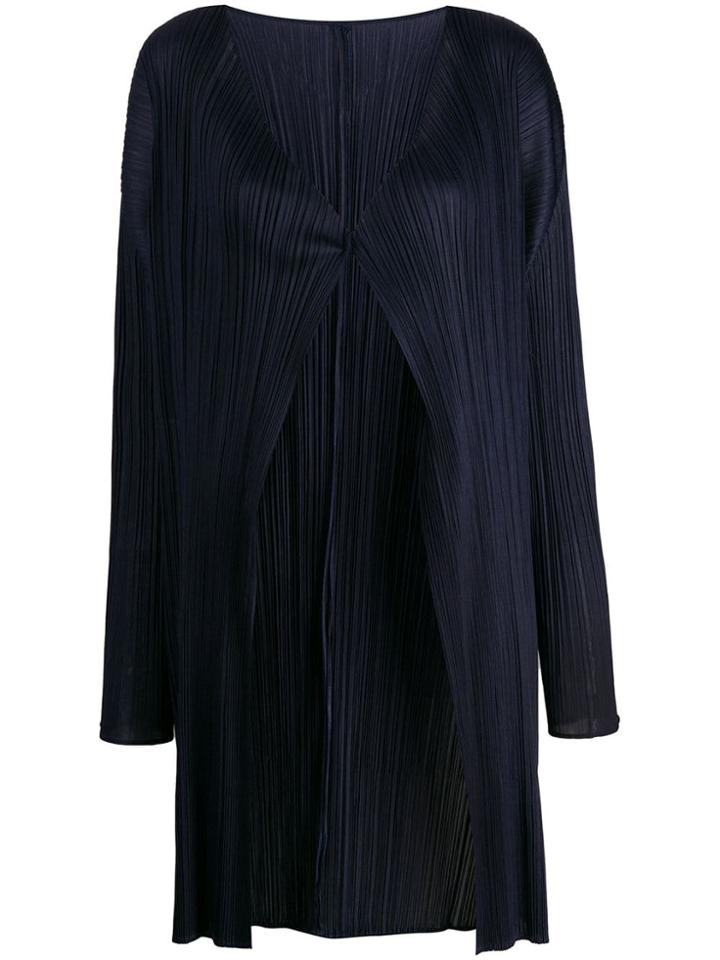 Pleats Please Issey Miyake Micro-pleated Coat - Blue