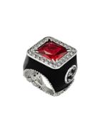 Gucci Ring With Stone And Crystals - Red